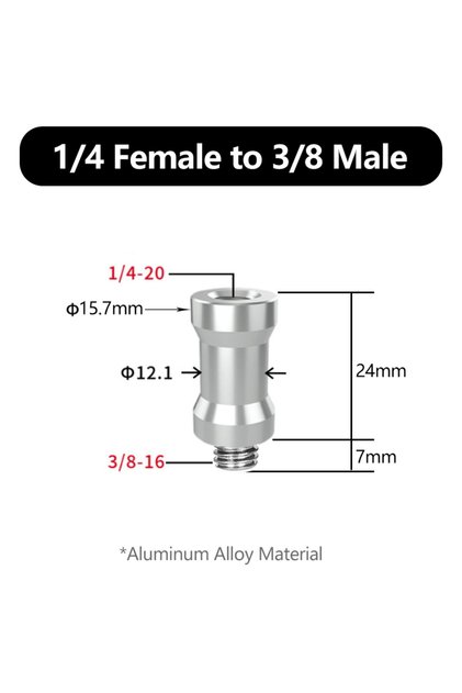 Aluminum adapter G 1/4" to 3/8" Screw Adapter Converter Threaded Spigot Mount for GoPro Action Camer