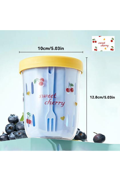 Yellow A Style Portable Oat Container Double-Layer Drain Fruit Cup Reusable Leak P
