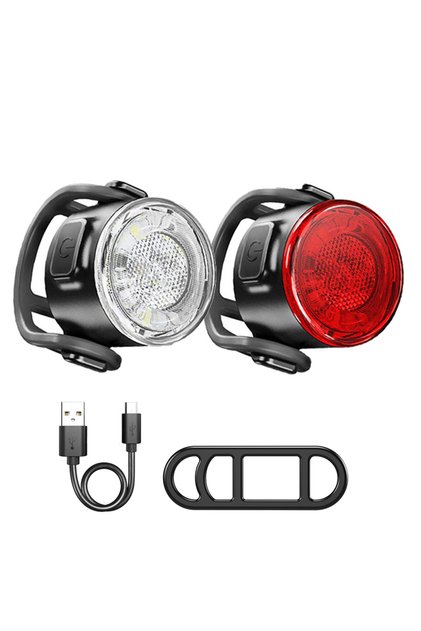 Light Set USB Rechargeable Bike Light Mini Warning Taillight LED Waterproof Highlight Riding Taillig