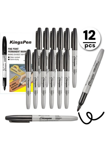 12pcs 12pcs permanent marker set, quick drying and fade resistant fine dot marking, suitable for woo