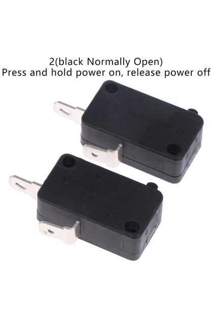 مفتاح مايكرو (ميكانيكي) جديد 2black push-on 2-6 قطع KW16(5)A 250VAC لباب فرن الميكروويف، مفتوح عادةً/مغلق عادةً