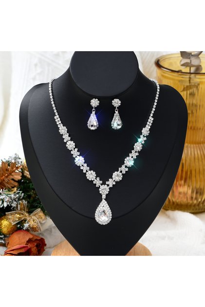 9102 1 Set Of Fashionable Copper Inlaid Claw Chain Necklace, Earrings, Jewelry Set, Women's Wedding