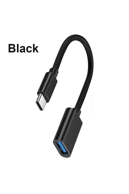 1 قطعة كابل محول OTG من النوع C باللون الأسود من USB إلى موصل محول من النوع C لهاتف Xiaomi Samsung S20 Huawei