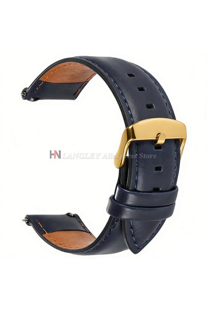 18mm Blue-Gold Quick Release Genuine Cowhide Leather Watchband Strap 18mm 20mm 22mm for DW for Omega