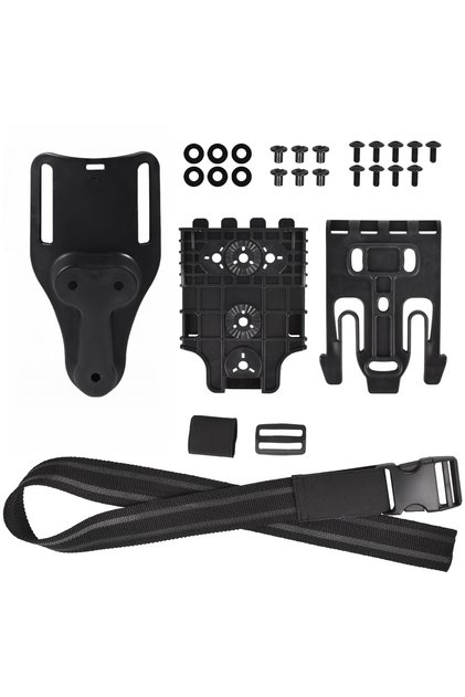 Short-Black 3pcs Quick Release Drop Leg Holster Kit with QLS 19/22 Adapter - Belt Loop, Comfort Elas