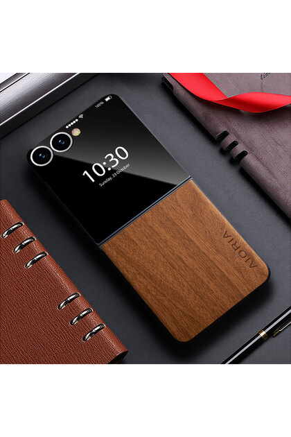 Galaxy Z Flip 7 yellow Case for Samsung Galaxy Z Flip 7 6 5 4 3 5G funda bamboo wood pattern Leather