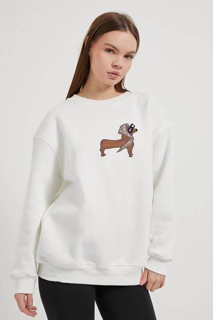 Armalife 10996 Dog-Patterned Crewneck Sweatshirt for Women