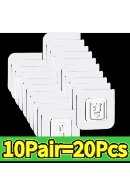 10Pairs-(20PCS) 10-200 Double-Sided Hooks Strong Adhesive Transparent Traceless Wall Hook for Kitche
