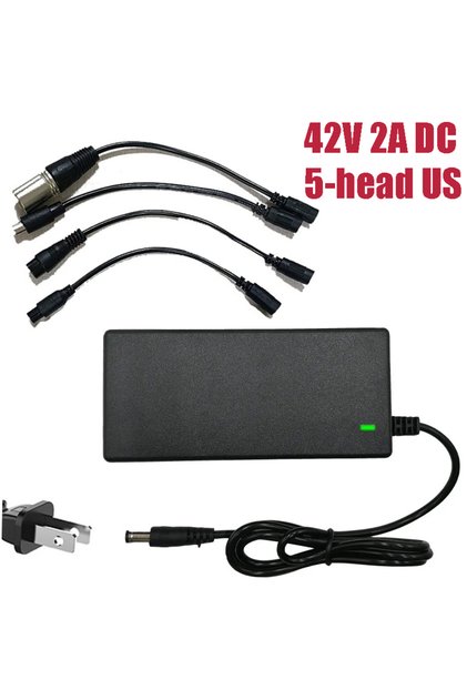 42V 2A 5-head US 5-plug Lithium Battery Charger 42V 54.6V 2A DC EU/US Power Adapter Replaceable Plu