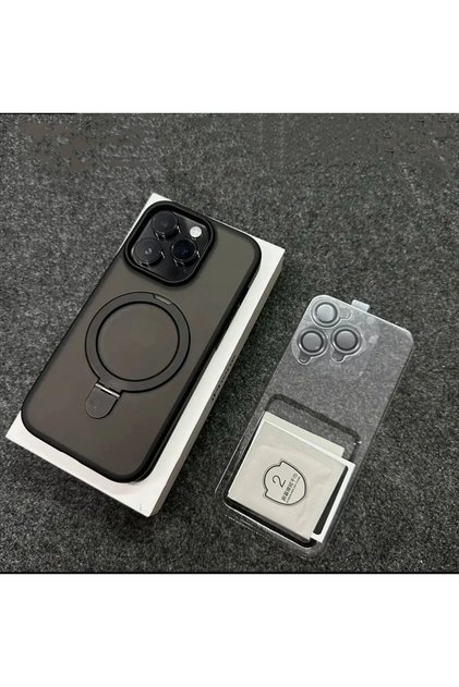 iPhone 14 Pro Max black Metal Ring Stand Matte Magnetic Case for Magsafe IPhone Air 17 16 15 14 13 1