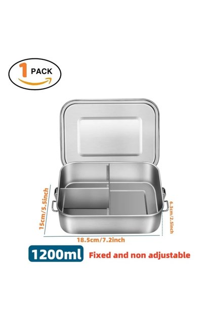 3 grid 1200ml Stainless Steel Lunch Box for Kids And Adults, Portable Leak-Proof Bento Box, Travel F