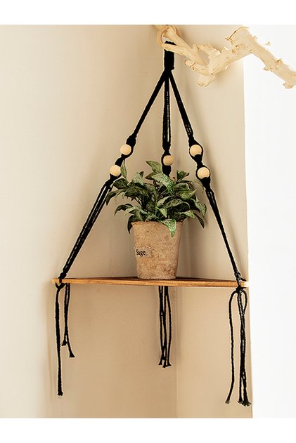 corner shelf M01513 Wooden Corner Shelf Wall Decor Pot Storage Display Stand Macrame Floating Shelf
