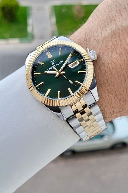 Green Gold Silver Color Men's Wristwatch with Gift Pack and Calendar