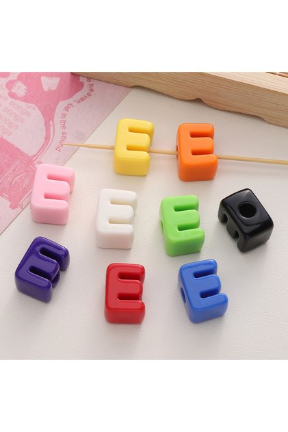 10Pcs E 10pcs Colorful Acrylic Letter Beads, Large Hole Solid Color Letter Beads/Number Beads, Rando