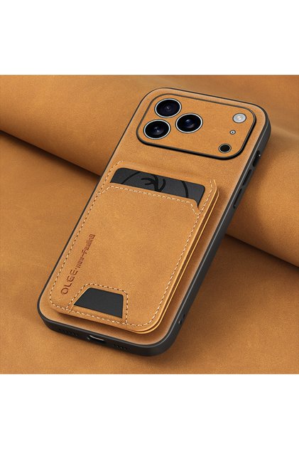 iPhone 18 Pro Max Orange Luxury Synthetic Leather Card Bag Holder Case for iPhone 18 17 16 E 15 13 1