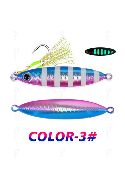 30g COLOR B TOLU New 30g/40g/60g/80g Fast Sinking Jigging Fishing Lure Laser Paper Coating Luminous