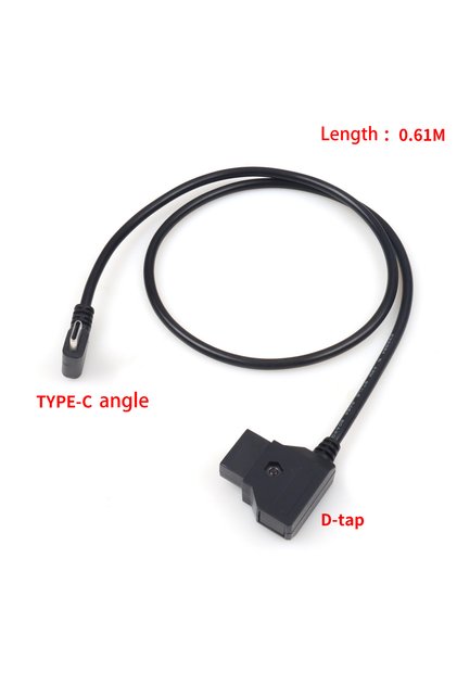 كابل طاقة مستقيم (أسود) بطول 2 قدم 【LANO】D-TAP إلى Type-C، سلك إمداد طاقة للبطارية، مدخل D-TAP إلى USB C
