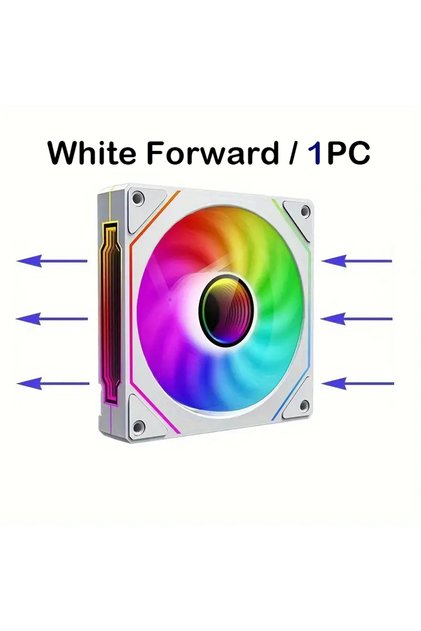 A-RGB WHITE White Forward 1pc PRISM IV PRO Case Cooling Fan 120mm 5V 3 PIN ARGB, 12V 4 PIN PWM, for