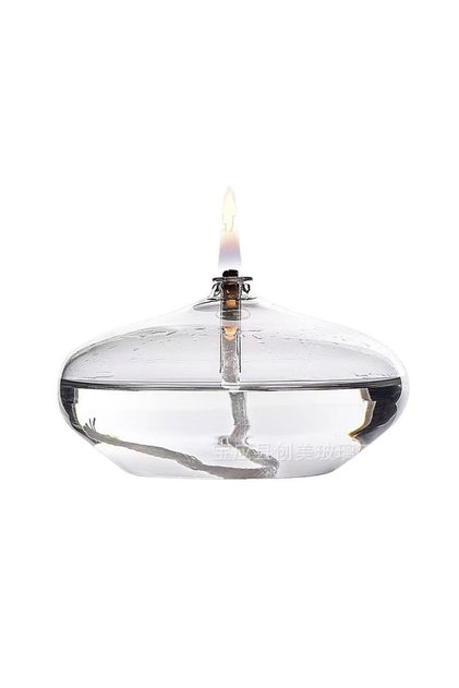 8CM and Wick Handcrafted Flat Transparent Glass Candle Holder Oil Lamp,With a light core,Can be used