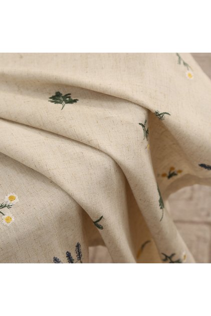 90x90cm beige Linen Tablecloth with Embroidered Ear of Wheat for Kitchen Living Room Dining Table F