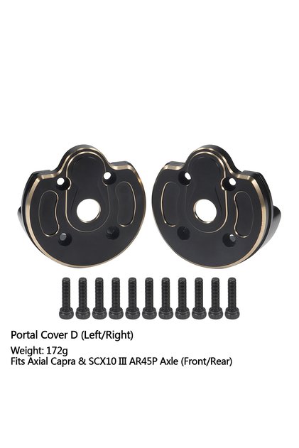Portal Cover D Black Brass Weights Steering Knuckles Portal Cover Set for Axial Capra SCX10 III AR45