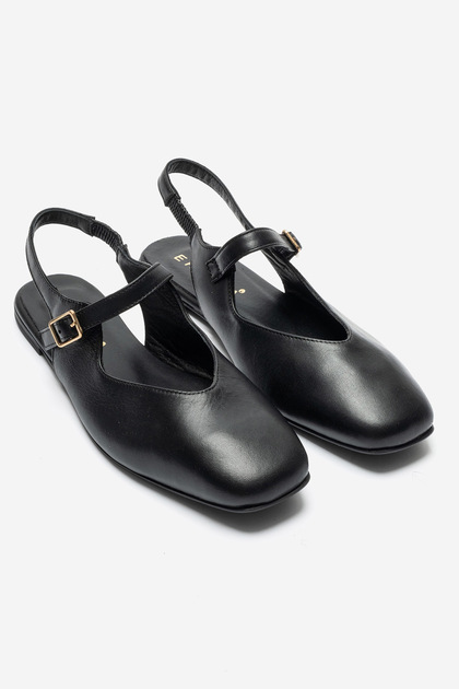 Jane Genuine Leather Black Women's Flats