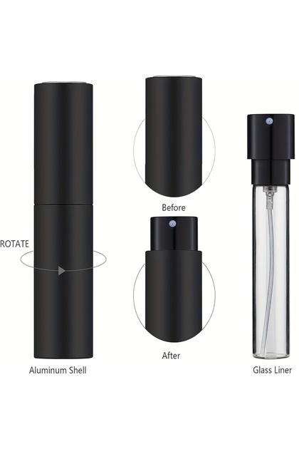 Glass 10ml 1 piece black 10ml Travel Perfume Sprayer, Refillable Cologne Container, Empty Dispenser