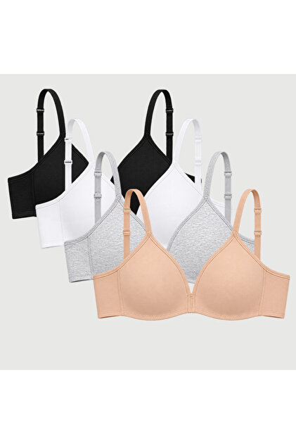 حمالة صدر نسائية قطنية بدون حشوة، عبوة من 4 قطع، My First Bra BB2322