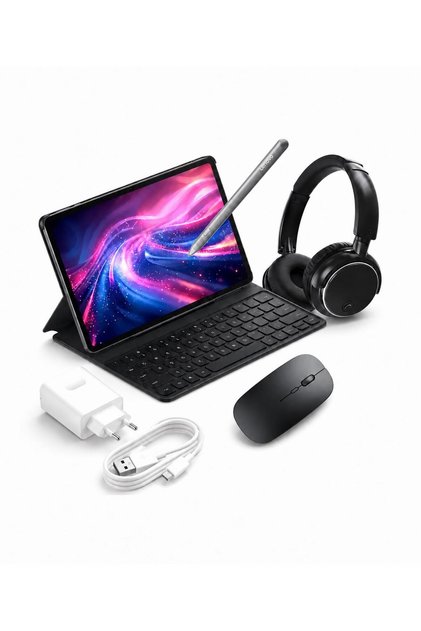 Pad 10 8GB 256GB Wifi 12'' Gri Tablet +(KALEM ORJ)+ADAPTÖR+KIRILMAZ CAM+MOUSE+KULAKLIK Klavyeli Kılıf