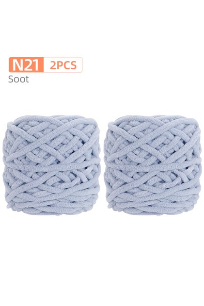 N21-2Pcs-1Set QJH 2Pcs Soft Chenille Yarn, Thick Fluffy Velvet Blanket Yarn for Crocheting Hand Knit