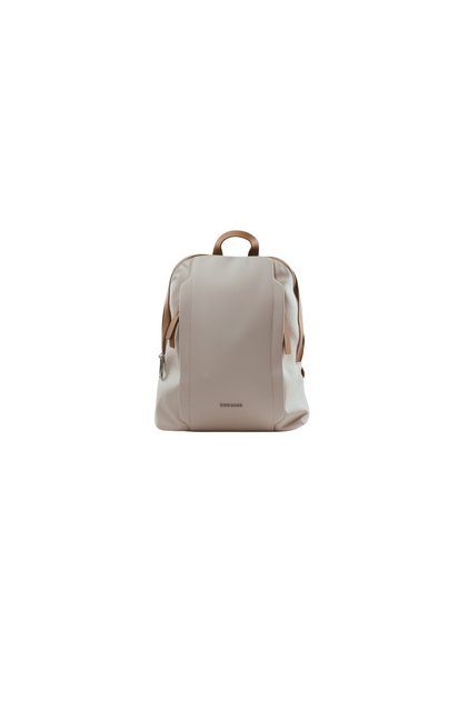 Duki Daso Cream Leather Women's Backpack and Daily Shoulder Bag | Summer T8506 Cream 2 Compartment Zipper
