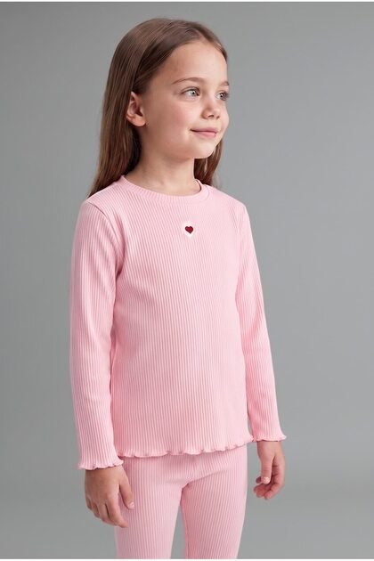 Heart Embroidered Wavy Edge Ribbed Top Long Bottom Camisole 2-Piece Set Baby Girl I7461A526Au