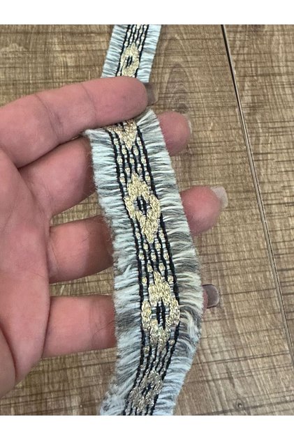 Ethnic Double-Sided Tasseled Tasseled Garment Accessory, 3 cm (1 meter) Grey