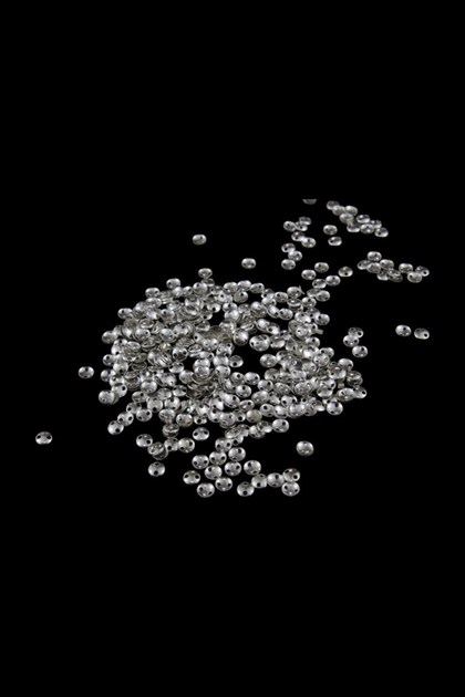 6 mm Curved Silver Double Hole Brass Flake Sequin (30 Gr 260 Pieces)