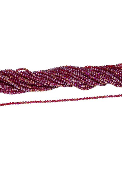 4 mm Claret Red Flat Crystal Glass Beads 1 Strand - (110 Pieces)