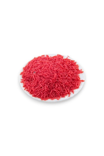 6X2 mm Flag Red Tube Beads 100 Gr