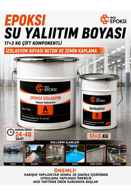 Epoksi Su Yalıtım Boyası 20 Kg Çift Komponentli İzolasyon Boyası Beton ve Zemin Kaplama