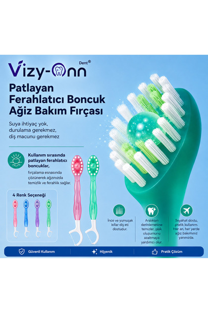 Disposable Self-Adhesive Toothbrush - Dental Floss - Toothpick - 3in1 4 Pieces