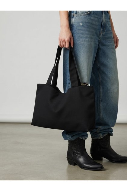 Black Canvas Hand Shoulder Bag - Waterproof Fabric - Tote Tote Hand Shoulder Bag
