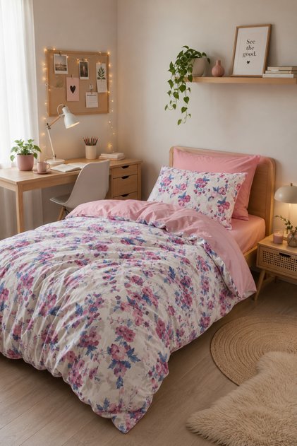 طقم غطاء لحاف فردي مع ملاءات مرنة Roseto-Dried Rose