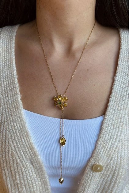 Floral Adjustable Necklace Yellow