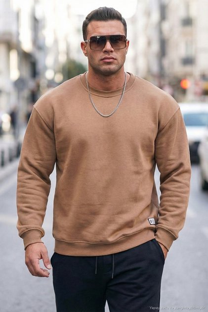 Regular Fit Crew Neck Cotton Lining Soft Raised Sweat Men's SWEAT 5905255