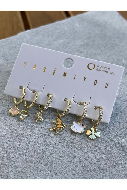 Yakemiyou Hello Kitty Six-Piece Earrings