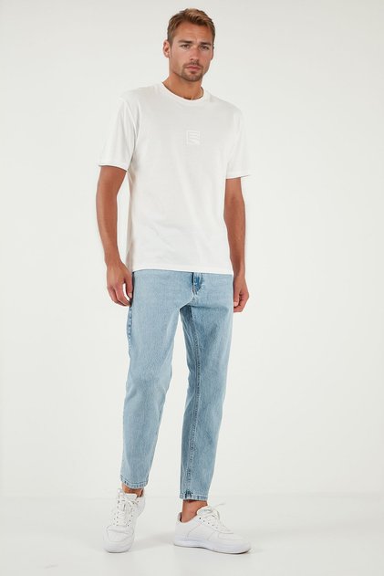 Stretch Cotton Slim Fit Regular Waist Pipe Leg Jeans Men's Jeans Trousers 5900S601Milano