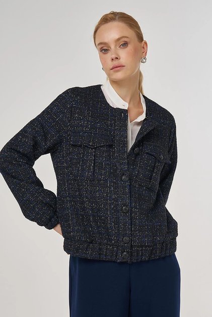 Double Pocket Bomber Jacket Navy Blue
