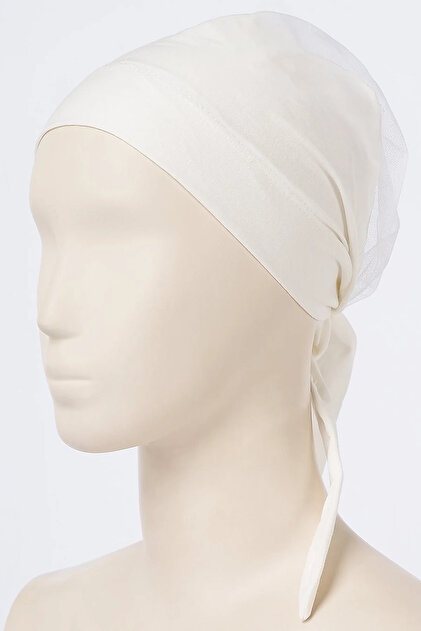 Mesh Detailed Bonnet Ecru
