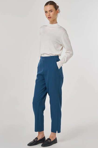 Metallic Printed Carrot Pants Petrol