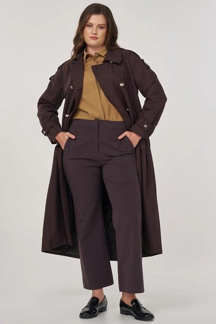 Shomizey Collar Trench Coat Dark Brown