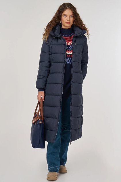 Zipper Detailed Anorak Coat Navy Blue