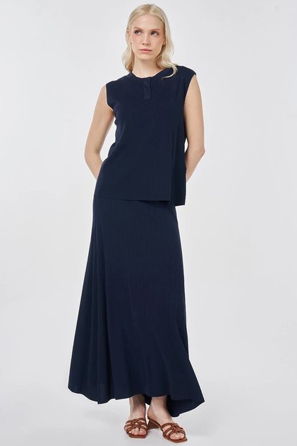 Skirted Knitwear Set Dark Navy Blue